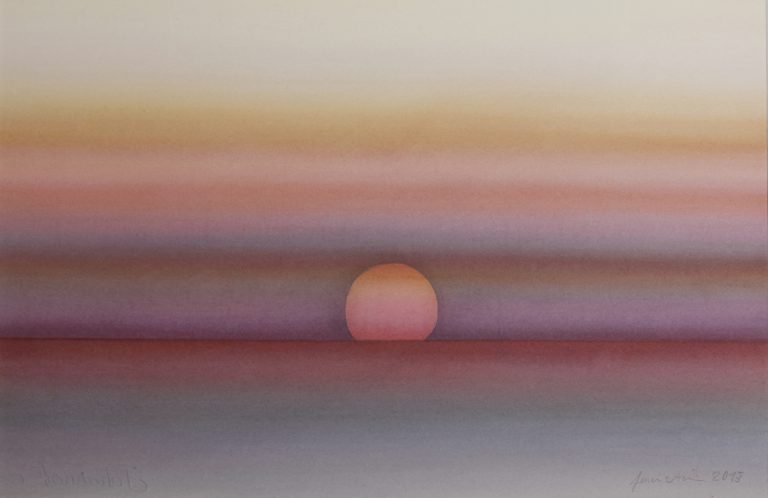 Fred Feuerstein: Sonnenuntergang in Thailand, Aquarell, 50 x 70 cm